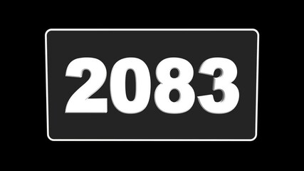 Futuristic Cinematic 3d Animated Text - 2083. Happy New Year concept. High Quality 4K footage 2083 countdown animation, Glowing counting time  animated. 3D number 2083