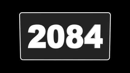 Futuristic Cinematic 3d Animated Text - 2084. Happy New Year concept. High Quality 4K footage 2084 countdown animation, Glowing counting time  animated. 3D number 2084