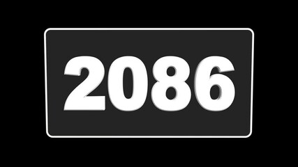 Futuristic Cinematic 3d Animated Text - 2086. Happy New Year concept. High Quality 4K footage 2086 countdown animation, Glowing counting time  animated. 3D number 2086