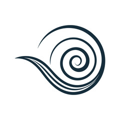 Elegant spiral wave illustration isolated on white background for design projects