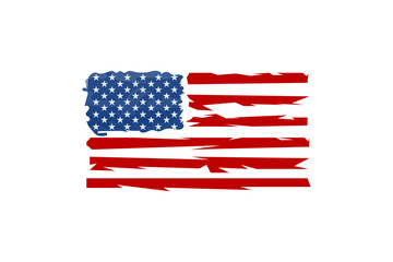 Distressed American Flag, Ripped Stripes, Stars, Patriotic, USA, Grunge, Graphic, Design, Vector