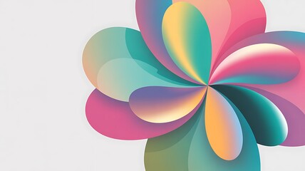 Obraz premium Abstract pastel flower design with overlapping petals in teal, pink, and yellow gradients.
