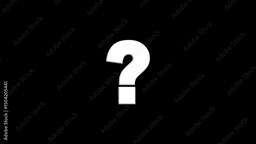 Poster 3d question mark sign animation. digital 3d big question rotating. cyberspace questions asking doubt