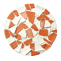 Terracotta and White Mosaic Coaster isolated on transparent background