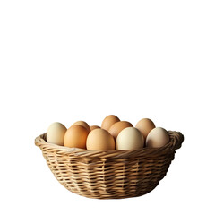 Fresh Eggs in a Basket isolated on transparent background