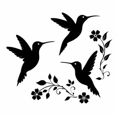 Vector set of flying bird silhouettes