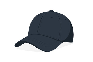 Fototapeta premium Dark blue baseball cap with a curved brim displayed against a simple white background, highlighting its design and structure