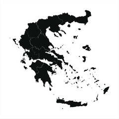 Outline of Greece Map with Regional Borders 