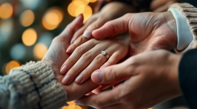Romantic christmas engagement ring reveal
