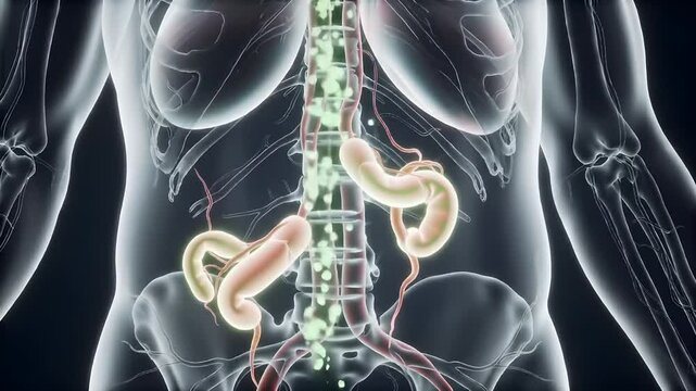 3D Human Digestive System Anatomy Animation Showing Internal Organs