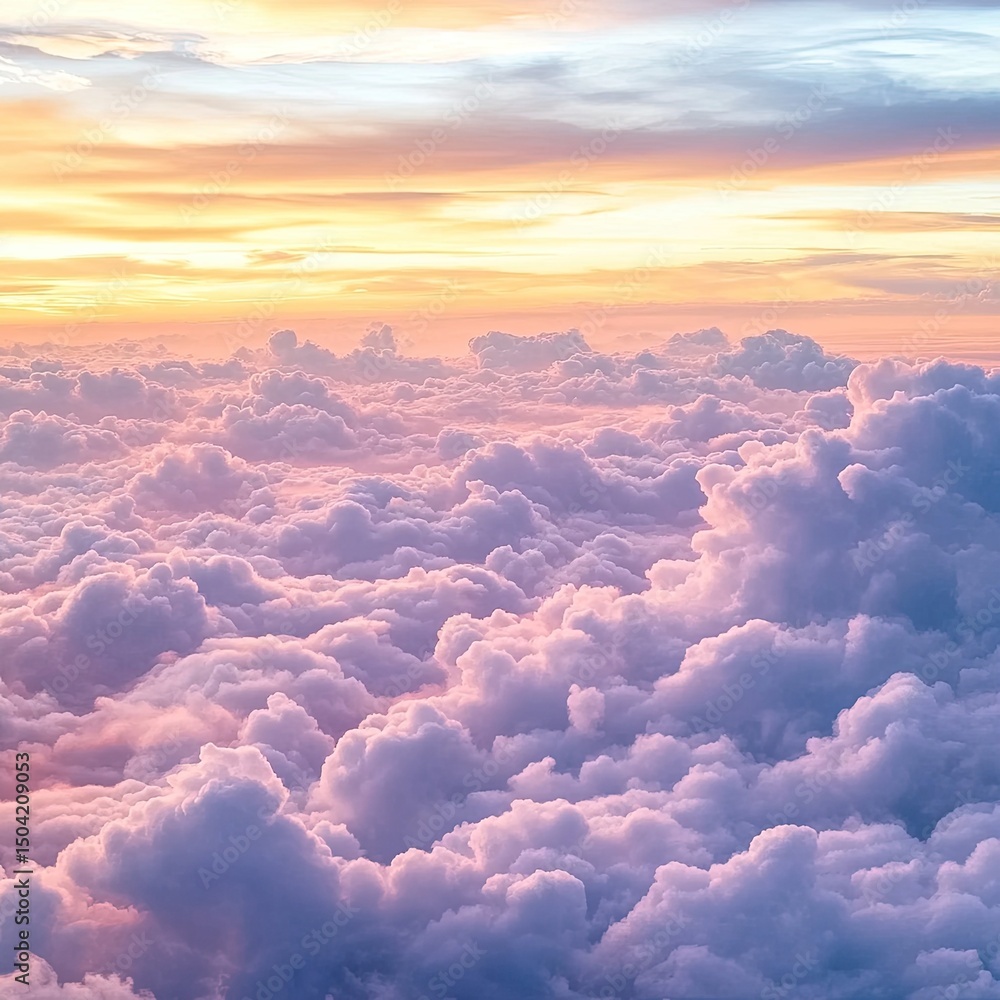 Poster cloudscape view from airplane window with calming hues