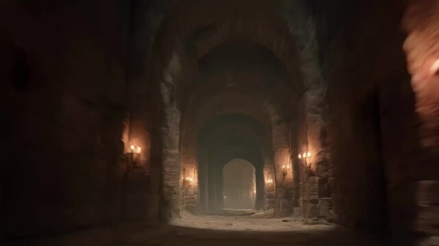 A majestic hall stretches into shadow with a central throne under light beams. This underground structure is part of the ancient Agartha. The keyword artifact hints at royal power preserved in this ar