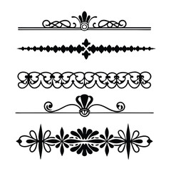 Vintage Line Dividers and Decorative Border Elements Set.