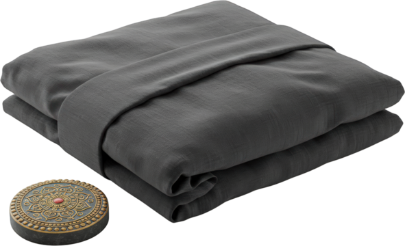 Charcoal Gray Fabric Soft Textured Textile Folded Cloth Mandala Decor Spa like Setting