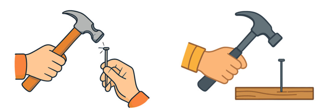 Hammering technique for driving nails into wood for construction or DIY projects