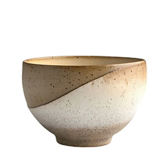 Beige and White Speckled Ceramic Bowl isolated on transparent background