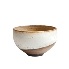 Creamy White  Brown Speckled Ceramic Bowl isolated on transparent background
