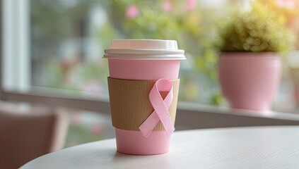 Pink awareness coffee cup