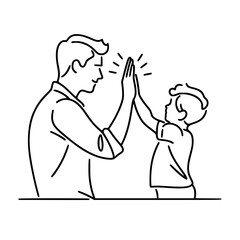 Fototapeta premium Father and son high-fiving each other in a joyful gesture 