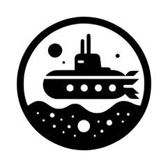 Obraz premium Black and white style submarine illustration