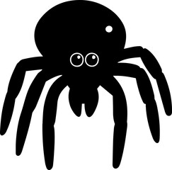 spider flat black icon transparent background 