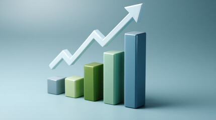 Growth arrow bar chart
