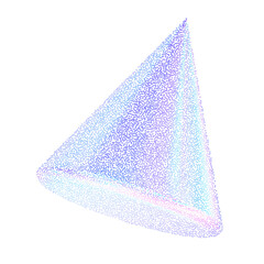 3d shape with noise gradient effect. Halftone gradation geometry figure cone. Y2k holographic element gritty grain texture. Stipple vector illustration of colored dots.