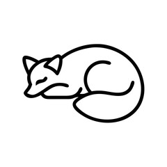 Sleeping Fox Outline Vector Illustration