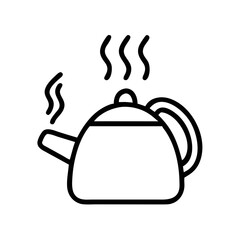 Boiling Kettle Icon Line Art Vector Illustration