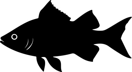 Fototapeta premium Perch Fish Silhouette with Eye Detail: A versatile vector for fishing, wildlife, and aquatic themes. Perfect for logos, educational use, and outdoor-related designs.