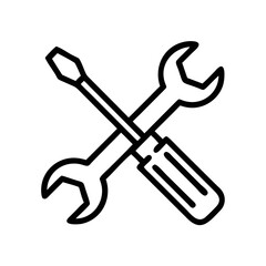 Crossed Wrench and Screwdriver Icon Vector for Tools and Repair Concepts