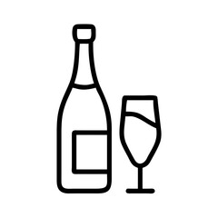 Champagne Bottle and Glass Icon Vector for Celebration and Drink Concepts