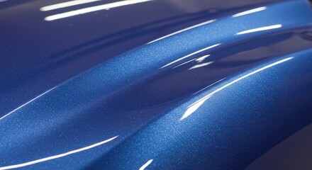 Beautiful finished metallic blue car paint surface with glossy shine