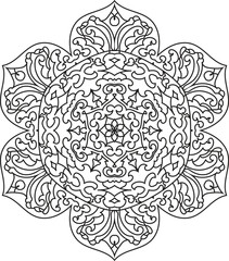 Mandala Coloring Page with Traditional Patterns for Spiritual Art and Mindful Relaxation