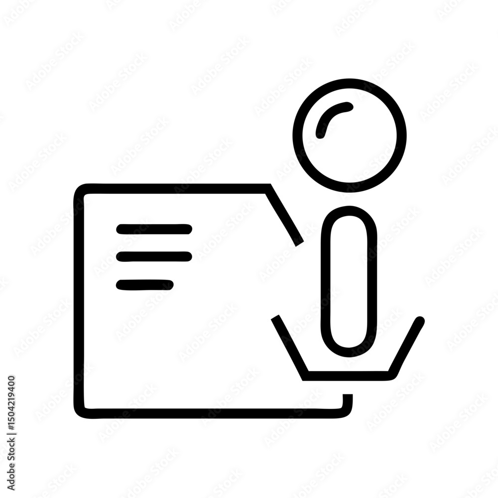 Poster outline of a document with an information pin icon in minimal style