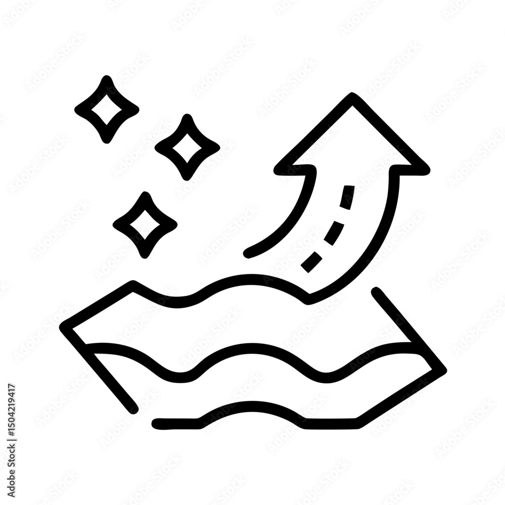 Poster abstract vector illustration of upward movement with waves and sparkles
