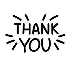 Thank you message in playful handwritten style with decorative lines  