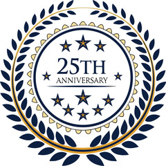 Elegant 25th Anniversary Emblem with Laurel Wreath and Star Accents.