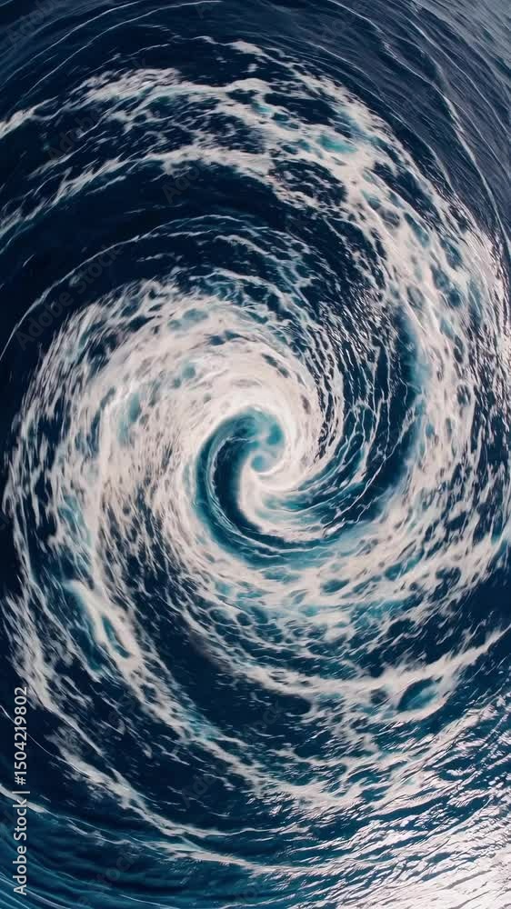 Poster aerial view of a swirling ocean vortex. the ocean forms a powerful vortex, creating a mesmerizing sw