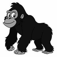 Fototapeta premium Сartoon funny Gorilla. Children's vector illustration isolated on white background. Side view.