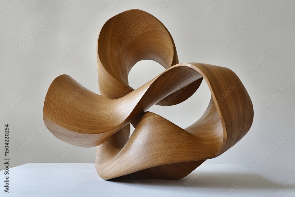 Aufkleber stunning abstract sculpture of flowing wood shapes generative ai