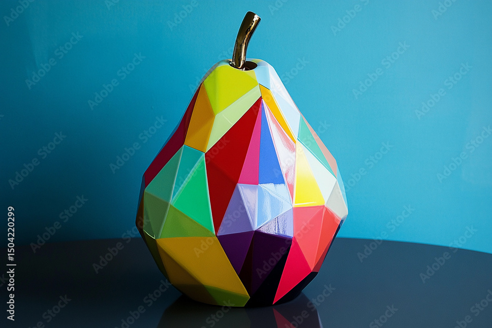 Aufkleber vibrant geometric pear design showcasing modern art style generative ai
