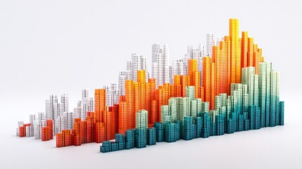 Abstract 3D Colorful Data Visualization: Growth Chart