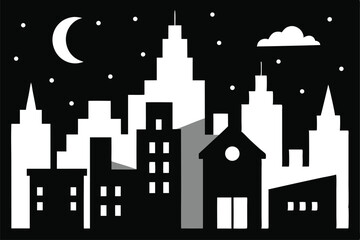 Fototapeta premium night city silhouette