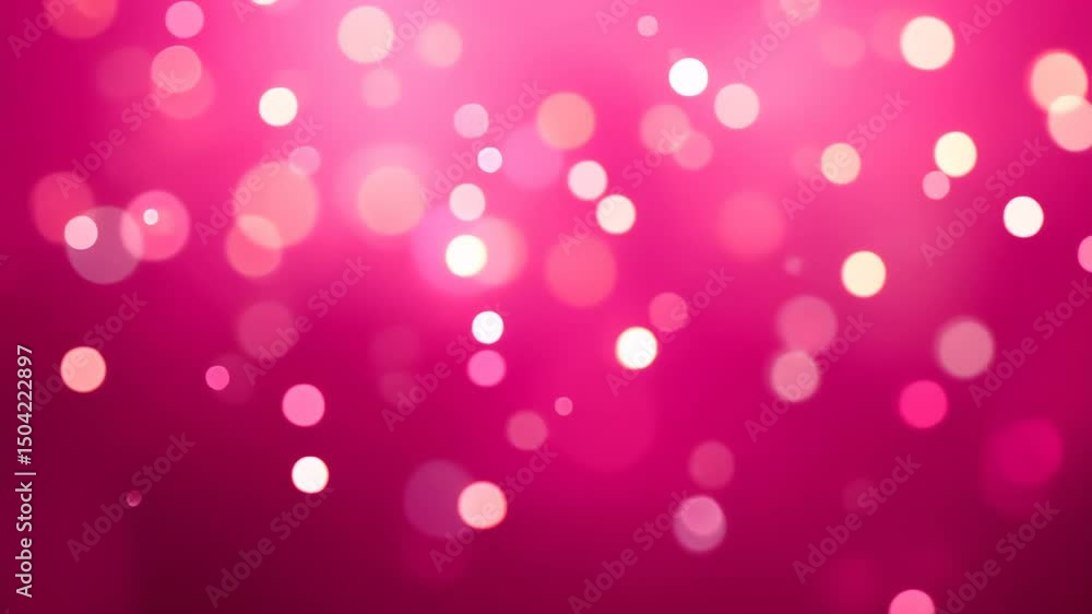 Poster glowing pink bokeh lights gradually change and transform in intensity