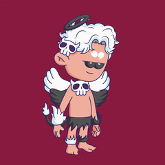 Cartoon-style character illustration with a bored or tired expression.