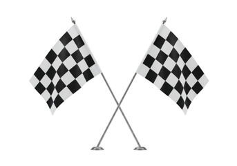 Fototapeta premium Two crossed checkered flags isolated on transparent background