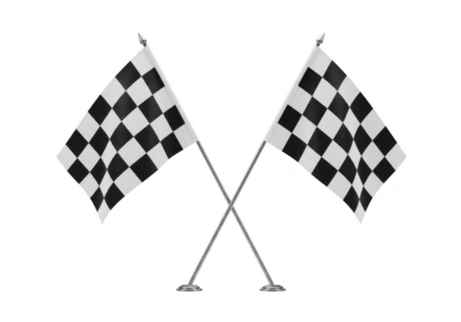 Two crossed checkered flags isolated on transparent background