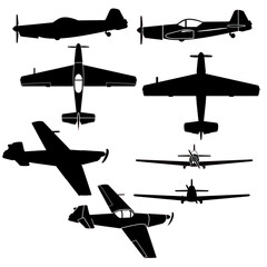 Acrobat and sport airplane vector set forlase and vinyl cut