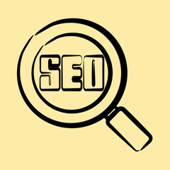 Icon seo. Internet network elements. Icon in hand drawn style.